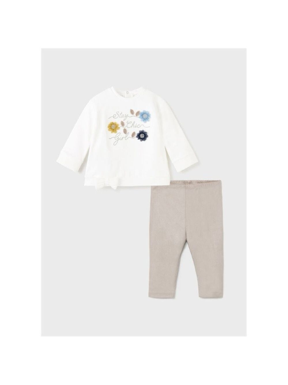 Size 12 months Mayoral Cream and Tan Kids Floral Set